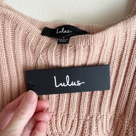 Lulu's Tan Point for Me Pointelle Knit Sweater Tank Large NWT - Picture 3 of 8